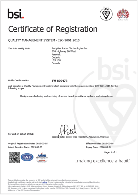 Accipiter ISO9001 Certificate